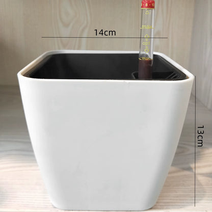 Self Watering Planter White Flower Pot with Water Level Indicator White Self Watering Planter Modern Decorative Planter Pot