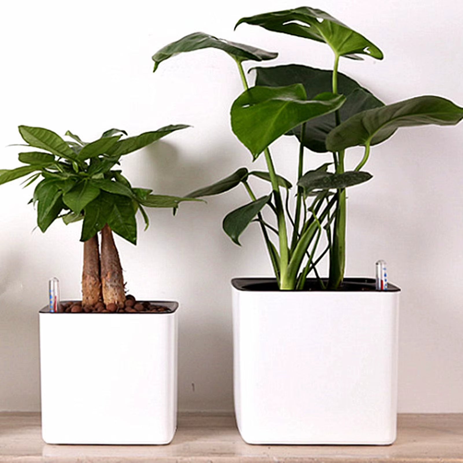 Self Watering Planter White Flower Pot with Water Level Indicator White Self Watering Planter Modern Decorative Planter Pot