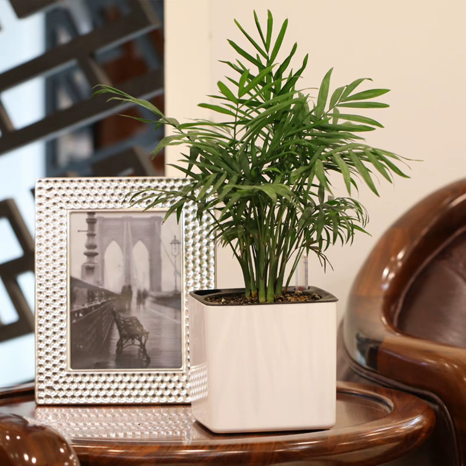 Self Watering Planter White Flower Pot with Water Level Indicator White Self Watering Planter Modern Decorative Planter Pot